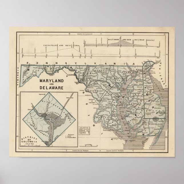 Póster Maryland, Delaware, DC (Frente)