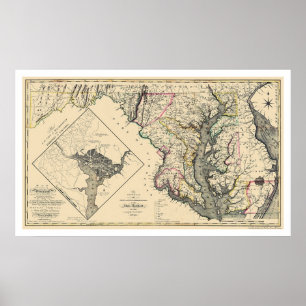 Póster Maryland Detailed Map 1795