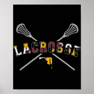 Póster Maryland Flag Lacrosse Boys  Mens College LAX Stic