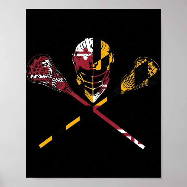 Póster Maryland Flag Lacrosse Boys Men's Women's College  (Frente)