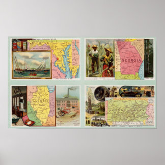 Póster Maryland, Georgia, Illinois, Pennsylvania