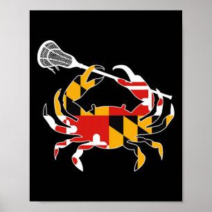 Póster Maryland State Flag Crab Lacrosse Complete Stick B
