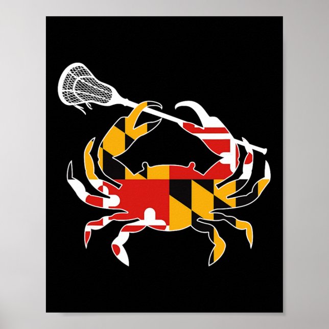 Póster Maryland State Flag Crab Lacrosse Complete Stick B (Frente)