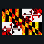 Póster Maryland State Flag Pop Art<br><div class="desc">Representación artística de la bandera del estado de Maryland con efectos de textura gruesa.</div>
