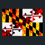 Póster Maryland State Flag Pop Art<br><div class="desc">Representación artística de la bandera del estado de Maryland con efectos de textura gruesa.</div>