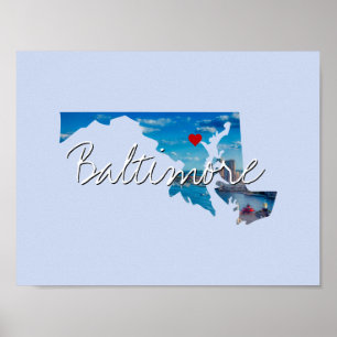 Póster Maryland State Photo Insert y nombre de la ciudad