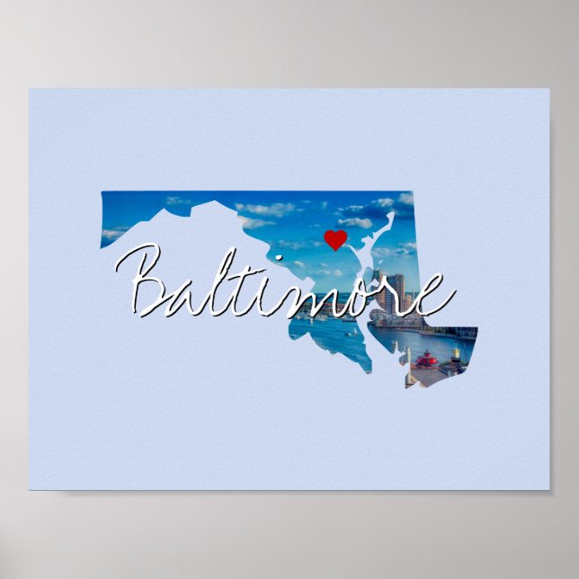 Póster Maryland State Photo Insert y nombre de la ciudad (Frente)