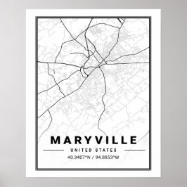 Póster Maryville Tennessee USA Travel City Map
