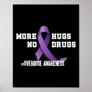 Póster Más abrazos sin drogas Cinta púrpura Conciencia de