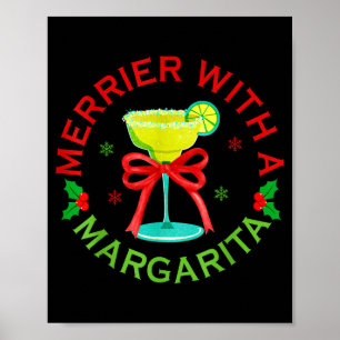 Póster Más Alegre Con Una Navidad De Margarita Bebiendo M