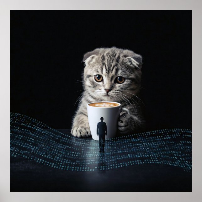 Póster Más allá de lo normal: un gato, un café y un códig (Frente)