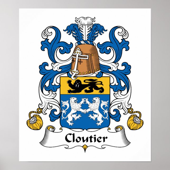 Póster Más cerca de Cloutier Family Crest (Frente)