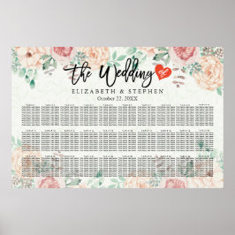 Póster Más de 30 tablas acuarela Boda floral gráfico de a
