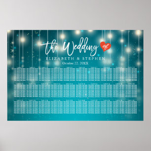 Póster Más de 30 tablas Boda Gráfico de asientos Azul Str