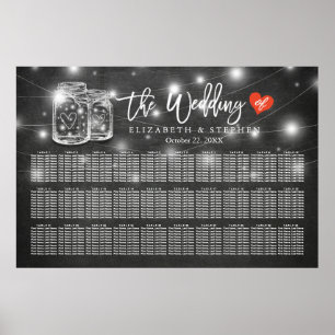 Póster Más de 30 Tablas Boda Gráfico de asientos Mason Ja