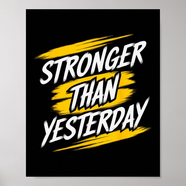 Póster Más Fuerte Que Ayer Motivacional Gym Cita El Traba (Frente)