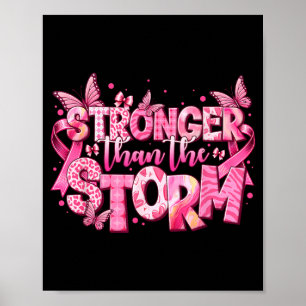 Póster Más fuerte que la tormenta Pink Ribbon cáncer de m