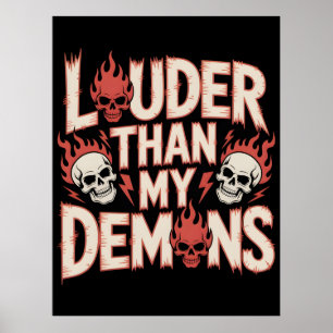Póster Más Fuerte Que Mis Demonios: Calavera Gótica y Lla