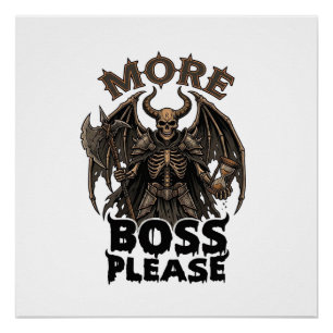 Póster Más jefe por favor Halloween Demonio Esqueleto Hac