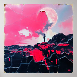 Póster Más largo cósmico: Poster del sueño rosado retro