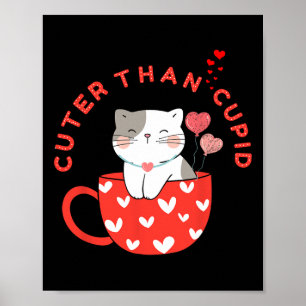 Póster Más lindo que Cupido Gatito Kawaii en taza Peludo
