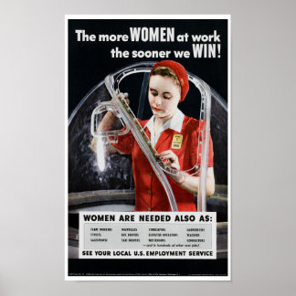 Póster Más mujeres en el trabajo antes de ganar