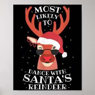 Póster Más Probable Bailar Con Los Renos De Santa,navidad