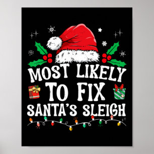 Póster Más Probable De Arreglar Trineo De Santa Navidad C
