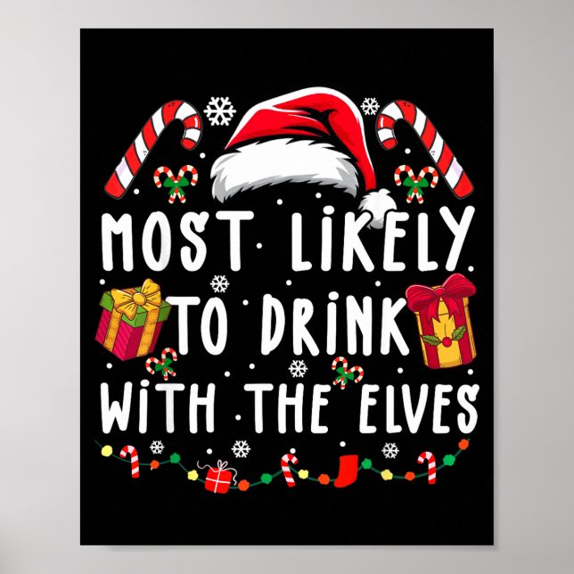 Póster Más Probable De Beber Con Los Elfos Bebida De Elfo (Frente)