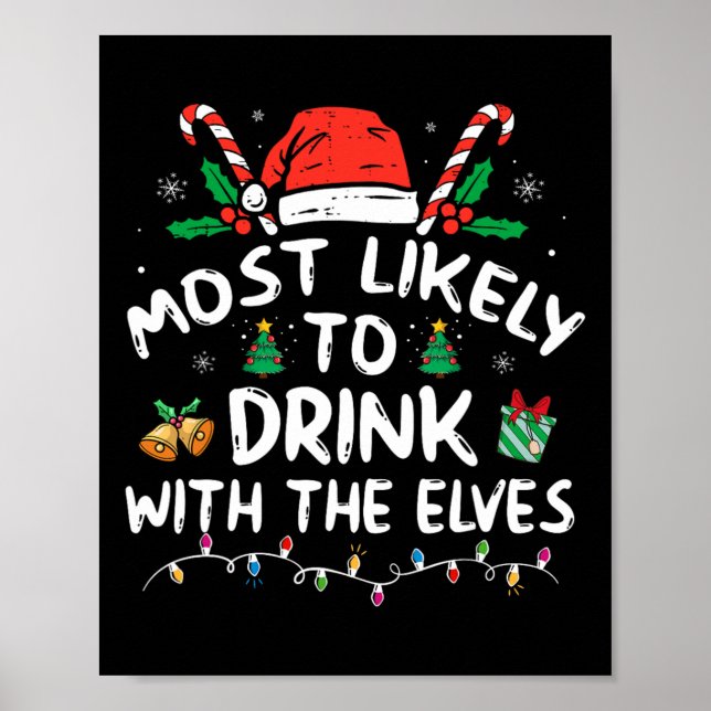Póster Más Probable De Beber Con Los Elfos Bebida Elfa C (Frente)