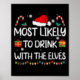 Póster Más Probable De Beber Con Los Elfos Familia De Elf
