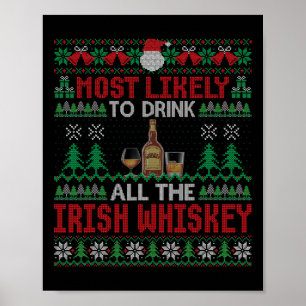 Póster Más Probable De Beber Todo El Whisky Irlandés Navi