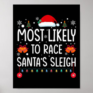 Póster Más Probable De Correr El Trineo De Santa Familia