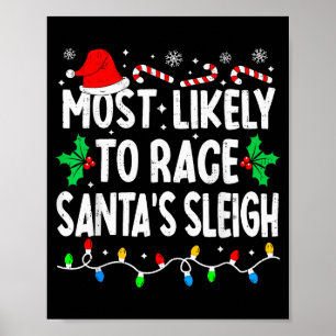 Póster Más Probable De Correr El Trineo De Santa Familia