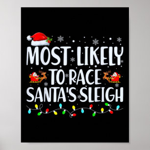 Póster Más Probable De Correr El Trineo De Santa Familia