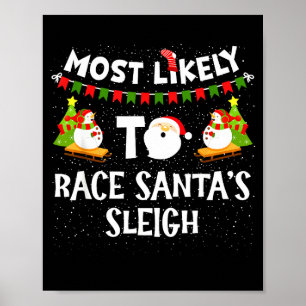 Póster Más Probable De Correr El Trineo De Santa Payaso M