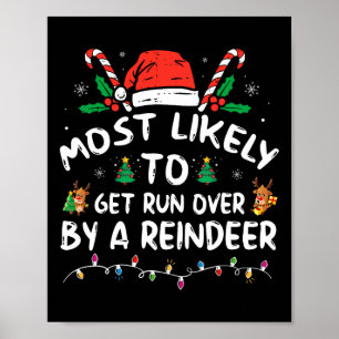 Póster Más Probable De Ser Atropellado Por Un Reno Navida