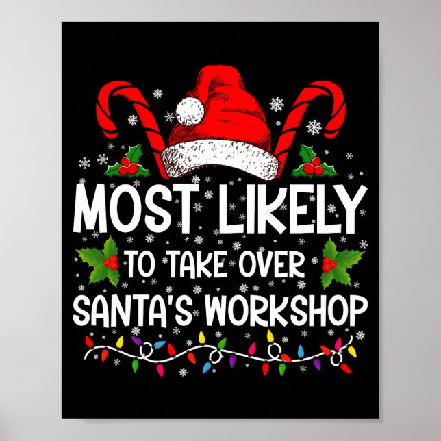 Póster Más Probable De Tomar El Taller De Santa Navidad  (Frente)