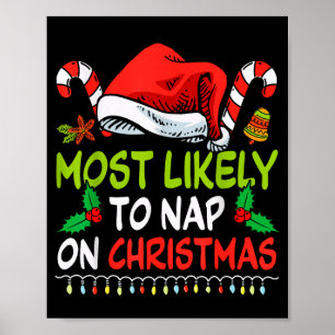 Póster Más Probable Dormir en Navidad Familia Divertida C