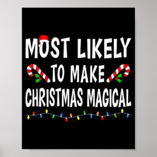 Póster Más Probable Navidad Xmas Familia Pareo Paja