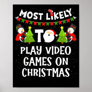 Póster Más Probable Que Juegue Videojuegos Navidad Divert