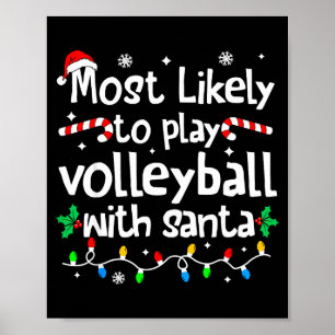 Póster Más Probable Que Juegue Voleibol Con Santa C-navid