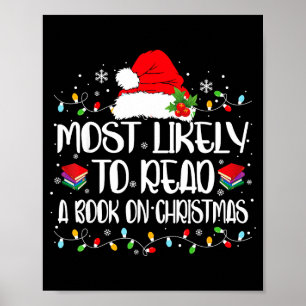 Póster Más Probable Que Lea Un Libro En La Navidad Famili