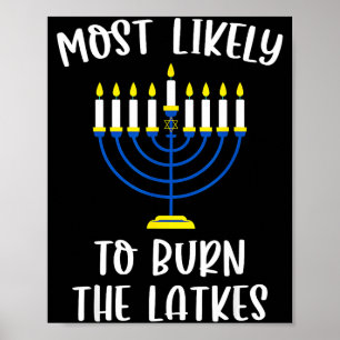Póster Más Probable Que Queme Las Latkes Grupo De Hanukka