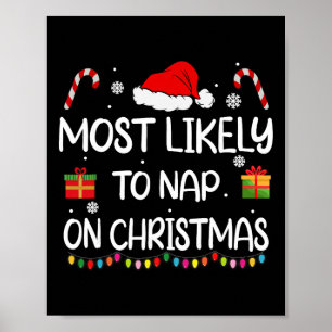 Póster Más Probable Que Se Duerma En Navidad Familia Dive