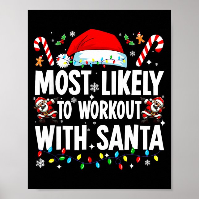 Póster Más Probable Que Se Entrene Con Santa Divertida Fa (Frente)