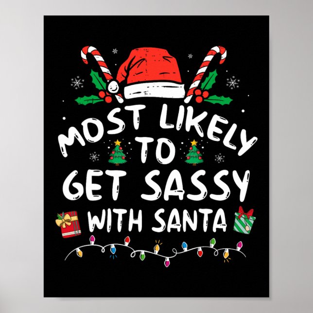 Póster Más Probable Que Se Sy Con Santa Navidad Matchin (Frente)