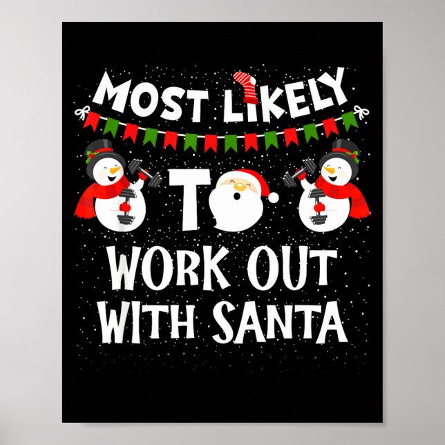 Póster Más Probable Trabajar Con Santa Navidad Familiar (Frente)