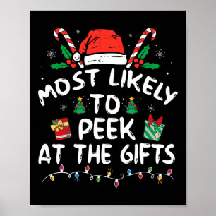 Póster Más Propenso A Mirar Los Regalos De Santa Navidad