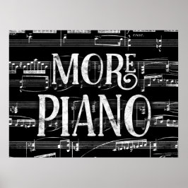Póster Más tablero de piano - Música blanca negra